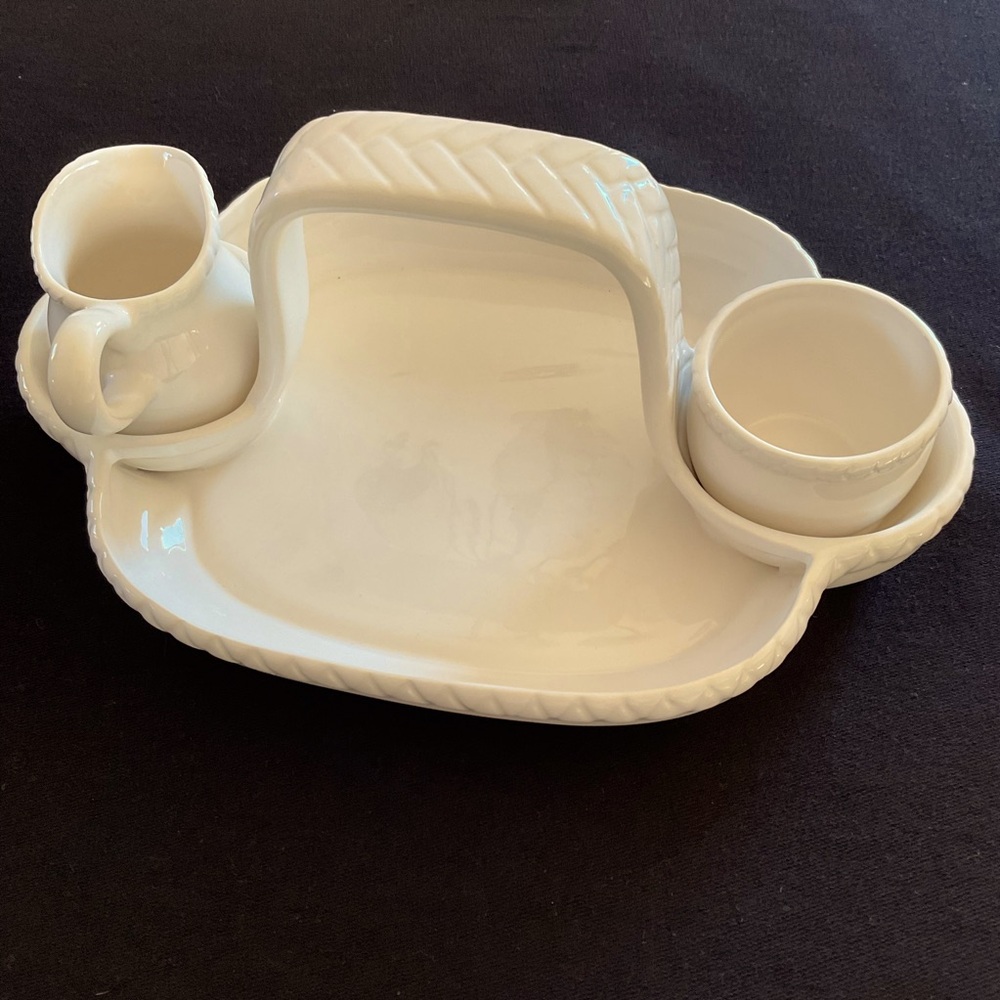 Ceramic Tray w/Matching Cream & Sugar, 3-Piece